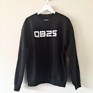 QB25 Graphic Black Crewneck Long Sleeve Sweatshirt - Size L